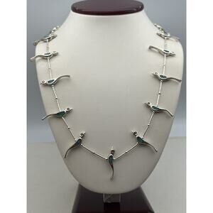 Native American sterling silver 925 turquoise BIRD Necklace